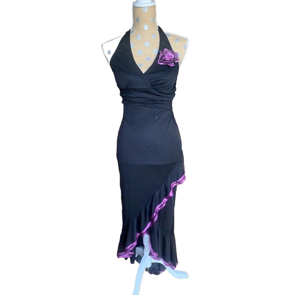 Vintage Y2K Rampage Dress Womens Fairy Rosette Whimsical Ruffle Flounce Halter